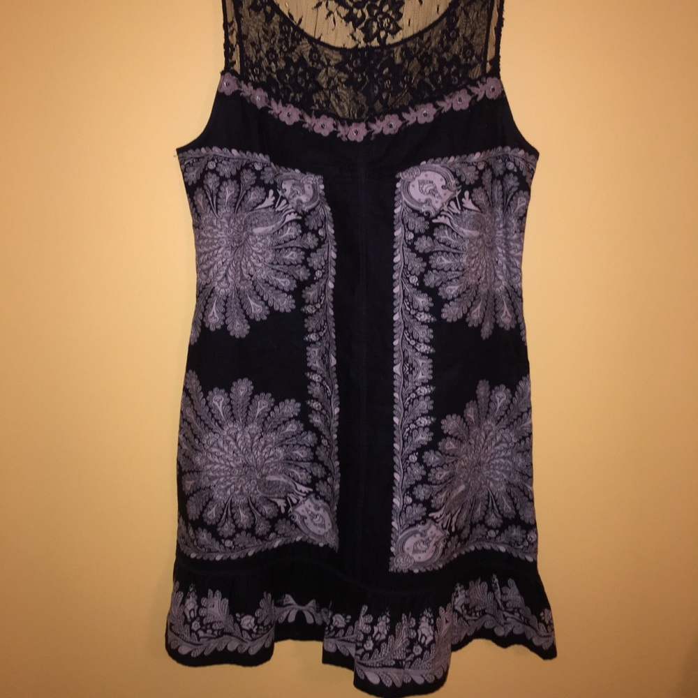 Free people black and purple lace floral dress